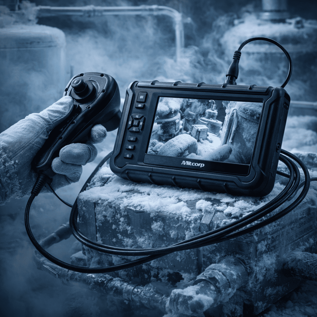 Borescope in a frosty cryogenic chamber